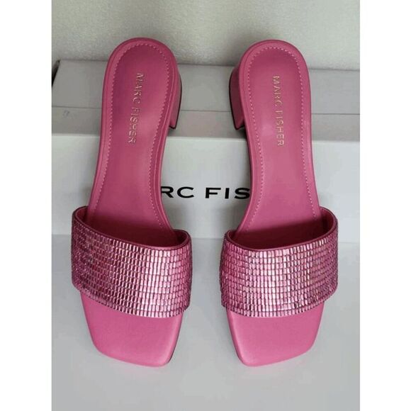 💖 MARC FISHER Casaly Embellished Pink Sandals MSRP $99 SIZE 6,5 NEW IN BOX - Picture 6 of 16